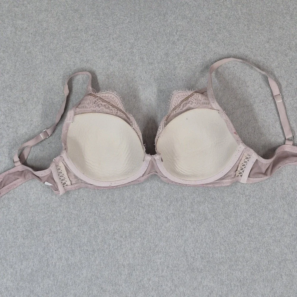 Victoria's Secret Women Bra 34D Pink Floral Dream Angels Lined Demi Underwired